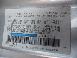 2000 MITSUBISHI ECLIPSE GT SILVER 2DOOR HATCHBACK 3.0 AT 193927